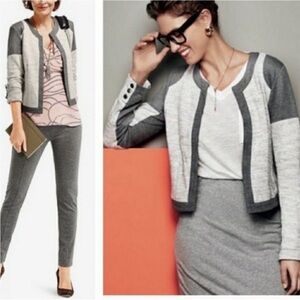 CABI Knit Short Two Tone Jacket Gray Medium